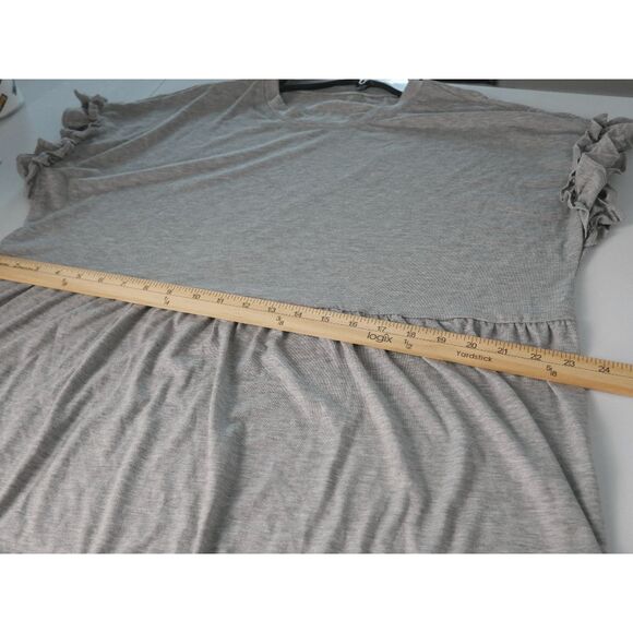 Women's Gray Ruffle Short Sleeve Top XXL - Picture 6 of 7